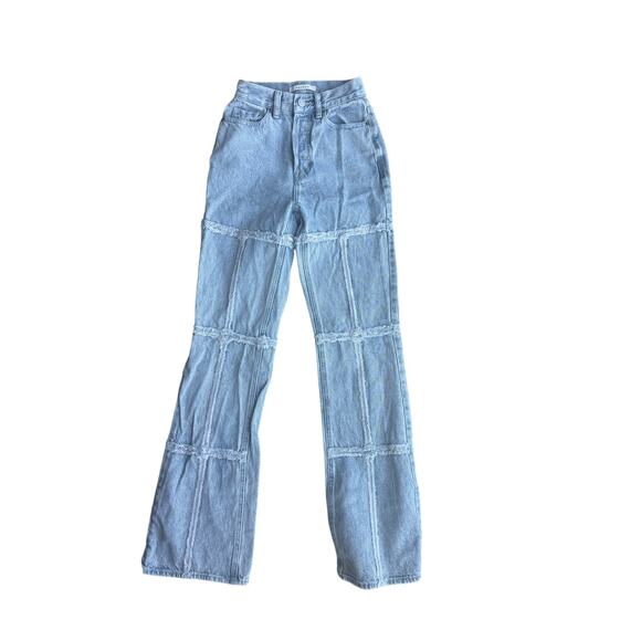 Pacsun Eco Frayed High Waisted Bootcut Patchwork Button Fly Jeans 22 girls XS - Picture 7 of 12